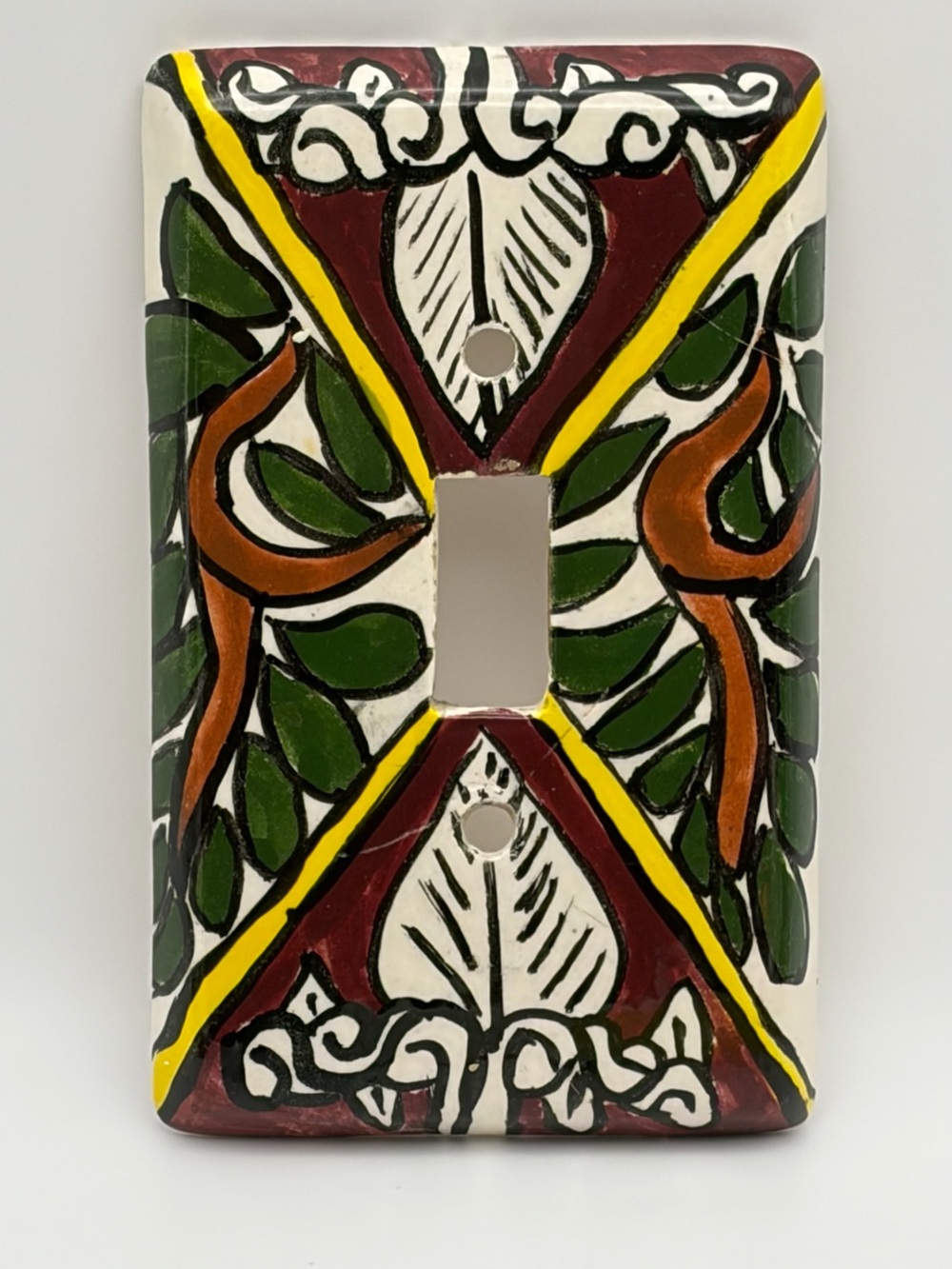 Vintage, Ceramic, Hand-painted, Light Switch Cover, Made in Mexico Sticker